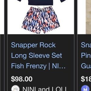 Worn once! Snapper Rock Navy Rash Guard with Colorful Swim Shorts